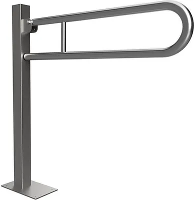 Produktbild von BELP Stützklappgriff in U-Form Bodenmontage Edelstahl gebürstet 150x870x930 mm, 120 kg Traglast für Bad & WC >> zum Bohren