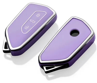 Image de Coque de protection en TPU, finition brillante, pour clés de voiture, compatible avec VW Golf 8, Seat Leon MK4, Skoda Octavia, de couleur violette