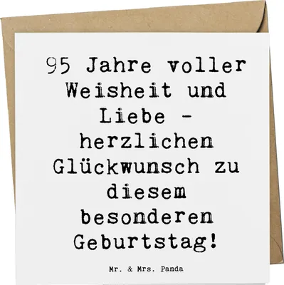 Produktbild von Mr. & Mrs. Panda Grußkarte Spruch 95. Geburtstag Weisheit Liebe - Weiß - Geschenk, Klappkarte, Freundschaft, Alter, Feier, doppelkarte, Meilenstein, anlasskarte