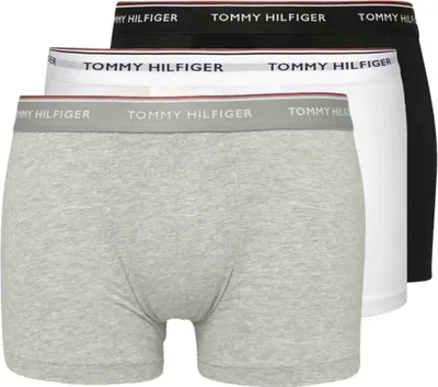 Produktbild von Tommy Hilfiger trunks (3-pack), heren boxers normale lengte, zwart, wit en grijs