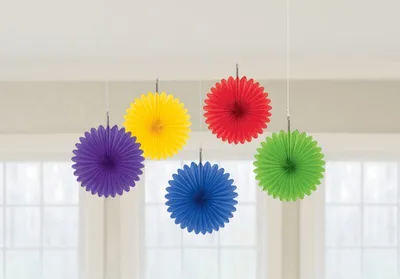Produktbild von 5 Regenbogen Papierrosetten Juliane 15cm