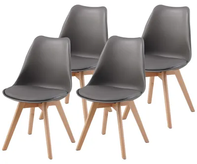 Immagine prodotto di Set di 4 sedie per sala da pranzo ALBATROS AARHUS, bianco - gambe in legno massiccio di faggio, design scandinavo retrò, comoda sedia a guscio - elegante sedia da cucina, sedia da sala da pranzo per tavolo da pranzo