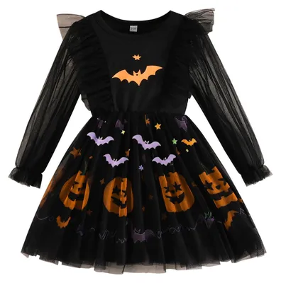 Produktbild von Solidchoice – Halloween-Kleid für kleine Mädchen mit Tüll und langen Ärmeln