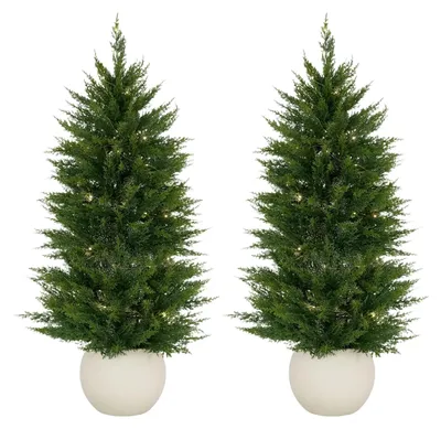Obrázek produktu pro Umělá vánoční stromek - vánoční stromek v květináči, výška 120 cm - realistické 3D jehličí - snadná údržba - pro použití v interiéru - bílý, kulatý květináč