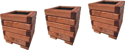 Obrázek produktu pro HolzGarden Sada 3 Dřevěných Květináčů 25x30x25 cm Mahagon Impregnované Odolné Proti Povětrnosti Truhlík na Květiny