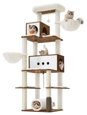 Produktbild von Feandrea Kratzbaum groß, 192 cm, Katzenhaus mit 5 Kratzsäulen, Katzenhöhle