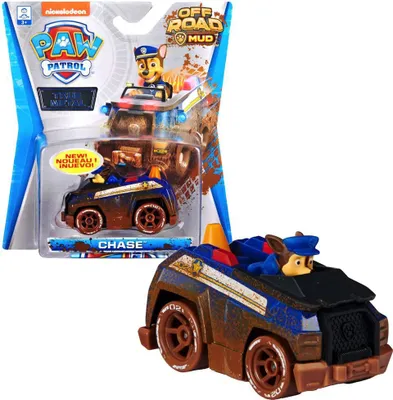 Produktbild von Spin Master PAW Patrol Die-Cast Spielzeugfahrzeug 1:55 Classic Serie, mit freidrehenden Rädern, festen Figuren, detailgetreu und Schlamm-Look. Fahrzeug: L 70-80cm, H 40-50cm; Verpackung: B 150cm, H 163cm, T 40cm; Ab 3 Jahren.