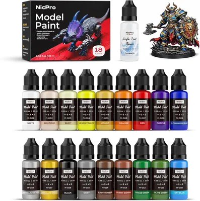 Productafbeelding van Klaar voor gebruik modellering acrylverf - Hobbyverf - 18 kleuren - 20 ml - Penseel en airbrush-compatibel