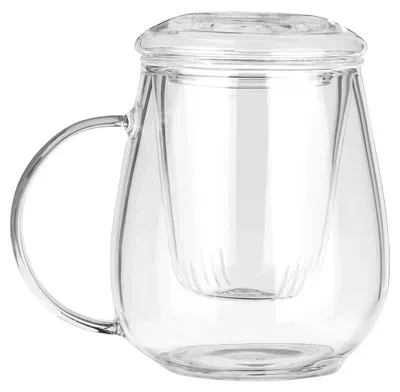 Image de Tasse à thé avec filtre et couvercle en verre - Tasse à thé avec infuseur - 530 ml - Verre
