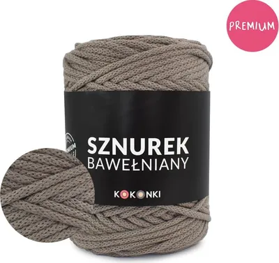 Zdjęcie produktu dla KOKONKI Premium sznurek bawełniany pleciony 5 mm 100 m – Cappuccino