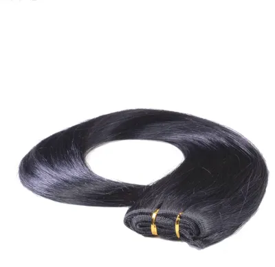 Produktbild von hair2heart Echthaar Tressen zum Einnähen Extensions glatt - 60cm 100g 2/0 schwarz