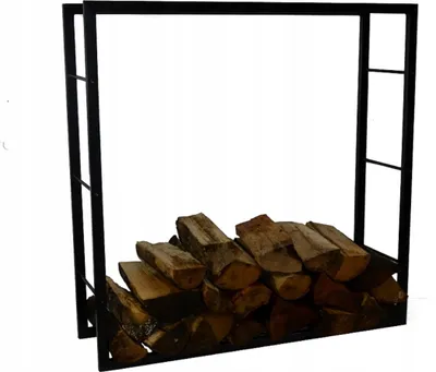 Produktbild von Kaminholzständer Metall, Kaminholzregal, Brennholzständer, Brennholzkorb, Kaminholzkorb, Feuerholzkorb, Schwarz, Höhe 100 cm Breite 100 cm Tiefe 30 cm