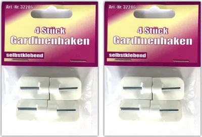 Produktbild von 8er Set Gardinenhaken Selbstklebend Weiss | Gardinen Haken Klebehaken Kunststoff