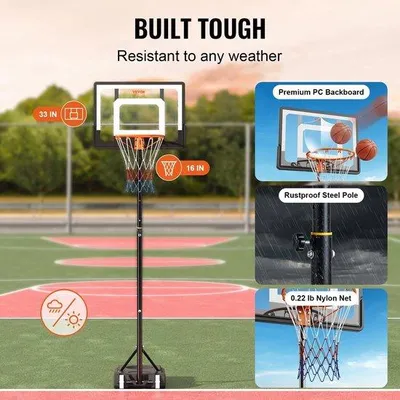 Produktbild von Famanu Basketballständer - Höhenverstellbar mit Rollen - Für drinnen und draußen