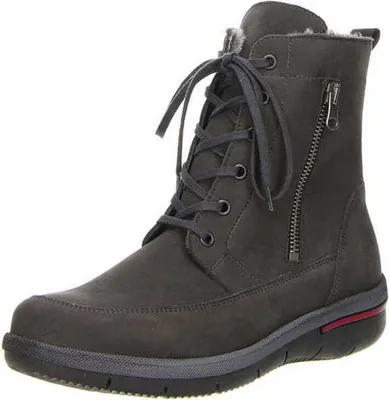 A single gray boot is shown against a white background.