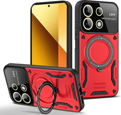 Produktbild von Rüstung Handyhülle für Xiaomi Redmi Note 13 5G Dual-Layer Ringhalter Ständer Hülle Rot