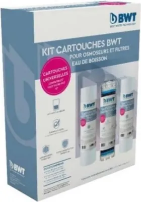 Produktbild von BWT Vorfilter Set für Osmoseanlagen, 3er Pack, Passend für BWT P'URE Aquacalcium & Triplex, Eliminiert Geschmack & Geruch, Filtert Sedimente bis 1 µm
