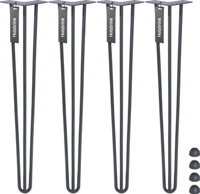 Produktbild von HOLZBRINK - Tischbeine aus Metall | Möbelfüße | Schreibtischbeine | Metallfüße | Perfekt für Zu Hause und Büro | Esstischbeine | HLT-13A-100-7016