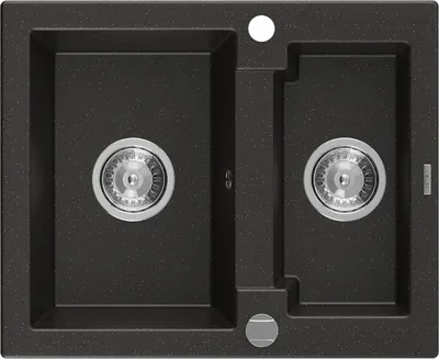 Immagine prodotto di Mexen Carlos lavello in granito da 1,5 vasche 582 x 475 mm, nero/oro metallizzato, sifone cromato - 6518581500-75