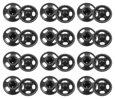 72 Druckknöpfe 8 mm, Metall, schwarz – Annähknöpfe für Kleidung & Taschen