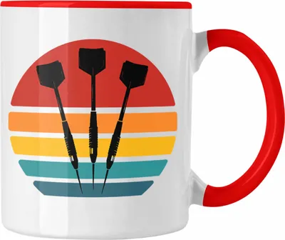 Produktbild von Trendation - Vintage Tasse Dartspieler Geschenk mit Grafik Darts  Geschenkidee (Rot)