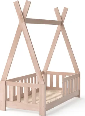 Produktbild von Vitalispa Tipi-Bett Tipi, 70x140 cm mit Zaun, Naturholz