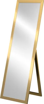 Obrázek produktu pro Zrcadlo na stojan STYLER, 46x146 cm, zlatá barva, lesklé, obdélníkové, rám z MDF, celotělové zrcadlo, vhodné do předsíně nebo ložnice, moderní, dekorativní