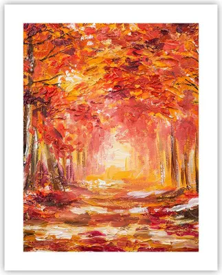 Produktbild von Poster - Poster ohne Rahmen - Herbst Wald Rot - 40x50 cm - Wand Bild - Wanddeko - Wandbilder - Kunstposter - Wandposter - Bilder - Kunstdruck - Wanddekoration - Wandbild - P2XPA40x50-4238