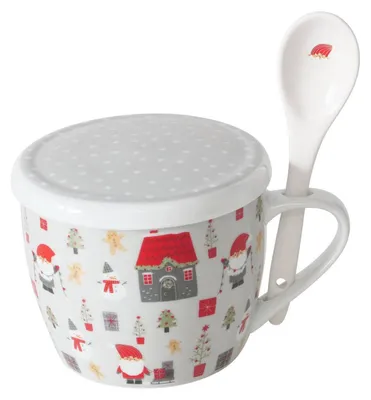 Produktbild von Weihnachtstasse Jumbo mit Deckel und Löffel MONTI, 600 ml