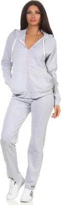 Produktbild von Damen Jogginganzug Anzug mit Reißverschluss; Grau-Rosa 2XL