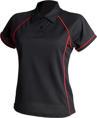 Immagine prodotto di Finden+Hales LV371 | Polo donna Piped Performance - Colore: Nero/Rosso - Taglia: L