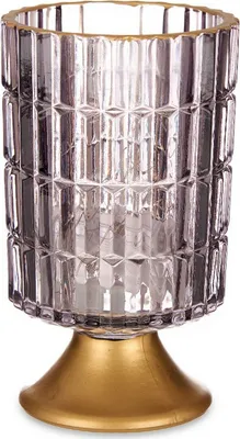 Image de Lanterne LED Métal Gris Or Verre (10,7 x 18 x 10,7 cm)