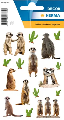 Produktbild von HERMA Sticker DECOR Erdmännchen Papier 3 Blatt à 16 Sticker