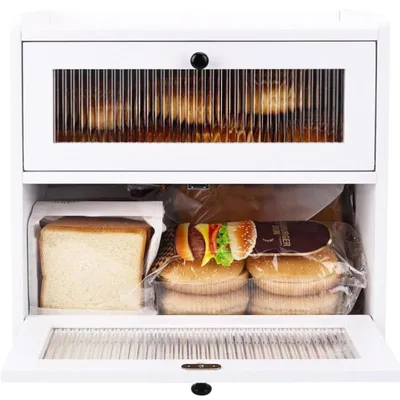 Produktbild von Zweistöckiger Brotkasten B0CJ4G17Y9, Kiefernholz, weiß