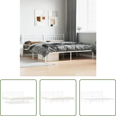 Produktbild von The Living Store Bettgestell mit Kopfteil Metall Weiß 193x203 cm