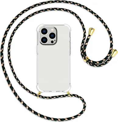 Produktbild von Handykette Backcover-Schutzhülle mit Band (Metall goldfarben) für Apple iPhone 14 Pro (6.1'') - camouflage