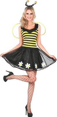 Produktbild von Süsses Bienen-Kleid Bienen-Kostüm für Damen schwarz-gelb - S