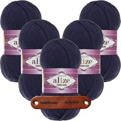 Produktbild von 5 x ALIZE Baumwolle Gold 58 Navy mit Label