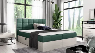 Produktbild von Kontinentales Bett 120x200 CHANTELLE 1 - nordisches Teakholz / Grün + GRATIS Matratzenauflage