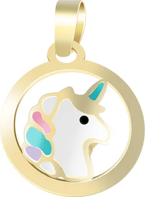 Produktbild von 333/- Gold Anhänger "Linila, Einhorn mit Emaille, Gelbgold, 8 Karat, Kinder