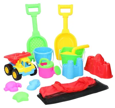 Zdjęcie produktu dla Eddy Toys zabawka plażowa dla dzieci 13-częściowa z torbą - zabawka do piasku dla dzieci - wiaderko z łopatką - zestaw foremek do piasku na plażę - zabawka do wody na lato - zestaw do zabawy z torbą
