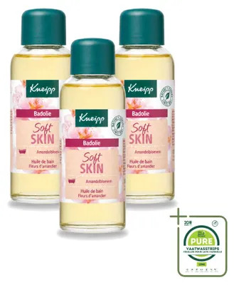 Image de 3 flacons d'huile de bain Kneipp à l'amande douce pour les peaux sèches et sensibles, 100 ml - Lot de 3