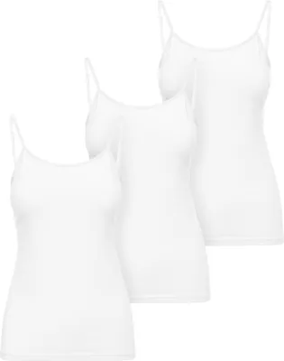 Image de Ladeheid sous-maillot femme top spaghetti femme coton débardeur femme set 3 pièces LA40-263 (blanc, L)