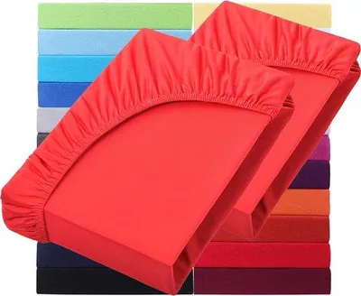 Productafbeelding van Famanu Jersey spannenlakenset, 2 stuks - 90 x 190 cm tot 100 x 200 cm - geschikt voor matrassen tot 25 cm hoog - rood
