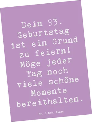 Produktbild von Mr. & Mrs. Panda Postkarte Spruch 93. Geburtstag Freude - Lavendeltraum - Geschenk, Postkarten, Grußkarte, Geburtstagsgeschenk, einzelkarte, Jubiläum, Wertschätzung