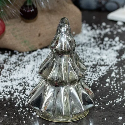 Produktbild von Skulptur, Weihnachtsbaum aus Glas, Silber, Tischdeko zu Weihnachten