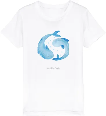 Produktbild von Mr. & Mrs. Panda Kleinkinder T-Shirt Sternzeichen Fische 12-14 Jahre (152/164) - Weiß - Geschenk, Geburtstag Februar, Fisch, Organic Kinder, Öko, Kindershirt, März