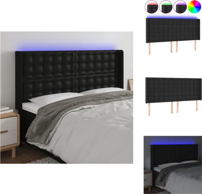 Produktbild von vidaXL LED Kopfteil Schwarz 183x16x118/128 cm Kunstleder -  Kopf- & Fußenden