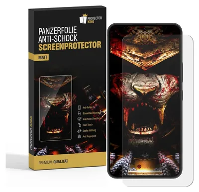 A product shot of a screen protector packaging and the screen protector itself on a white background.