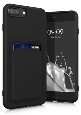 Produktbild von kwmobile Handyhülle für Apple iPhone 7 Plus / iPhone 8 Plus Hülle mit Kartenfach - TPU Case - Kabelloses Laden - Schutzhülle Cover in Schwarz